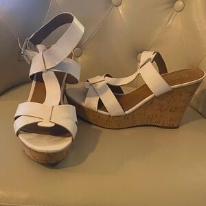 White wedges with straps